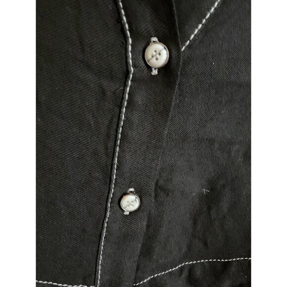 ZARA Dress Tunic M Black Denim Viscose Oversized Button Down Topstitched Z1975 - Picture 7 of 10